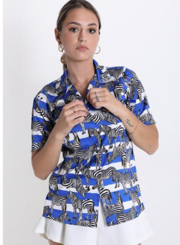 Natalia zebra shirt – Blue